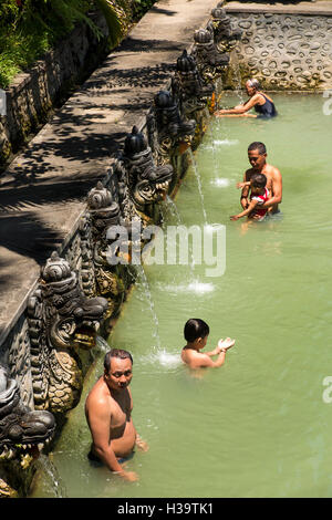 Indonesia, Bali, Banjar, Air Panas (volcanic Hot Spring) local people bathing in holy swimming pool