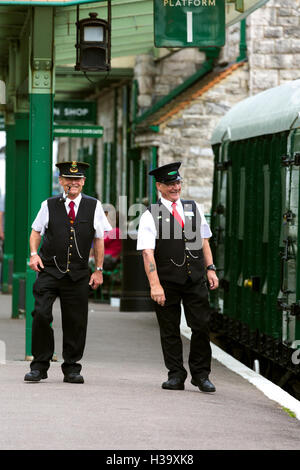 Station staff Swanage. Railway station Dorset. England UK Stock Photo