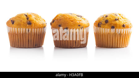The tasty muffins with chocolate isolated on white background. Stock Photo
