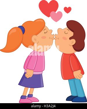 A Silhouette Of A Girl And A Boy Kissing Vector Color Drawing Or Illustration Stock Vector Image Art Alamy