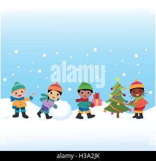Children celebrate the Winter Holidays Stock Vector