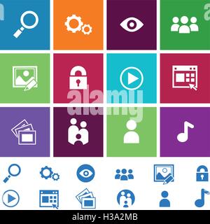 Icons on color background Stock Vector