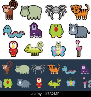 Jungle Animal Icons Stock Vector