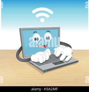 Laptop Computer Character Stock Vector