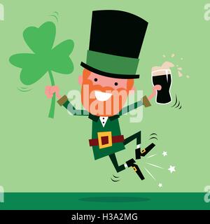 Leprechaun Celebrating St Patrick's Day Stock Vector