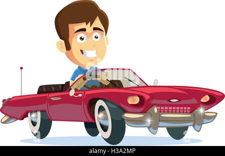 Man driving Car Stock Vector