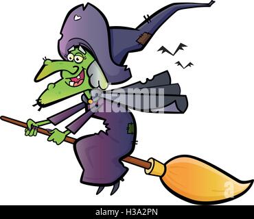 Witch A vector illustration of a Witch on a broomstick Stock Vector