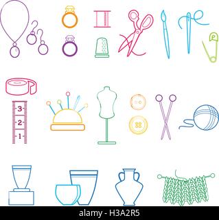 Art and Craft Icon Set Stock Vector