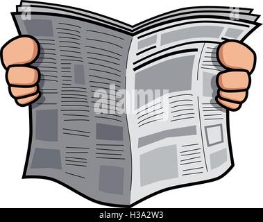 Hands holding Newspaper Stock Vector