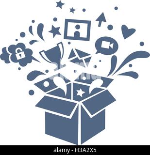 Open Box Cloud Applications Stock Vector