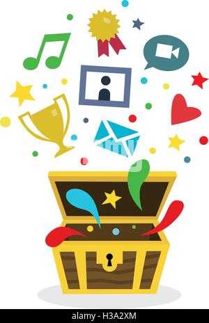 Secure Chest Computer Data Stock Vector