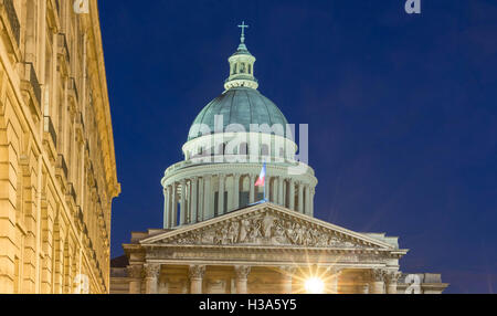 The Pantheon is a secular mausoleum containing the remains of distinguished French citizens. Located in the 5th arrondissement . Stock Photo