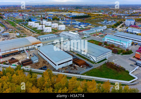 Aerial view on oil pumping station. Tyumen. Russia Stock Photo