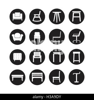 Chair icon, seat vector,furniture set Stock Vector