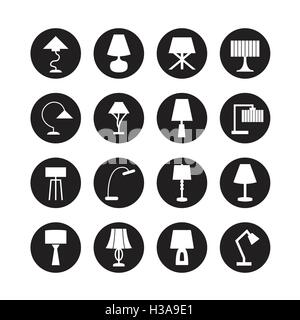lamp vector, desk lamp, decorate lamp icon set Stock Vector