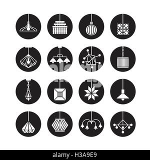 hanging lamp vector, chandelier vector, decorate icon set Stock Vector