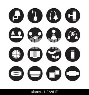 lamp vector, wall lamp, decorate lamp icon set Stock Vector