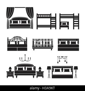 bed vector,furniture set Stock Vector