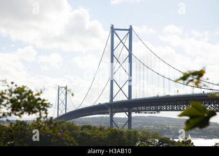The Forth Road Bridge seen from North Queensferry, Fife Scotland. Stock Photo