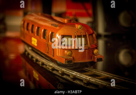 Shot of a vintage miniature electric model train Stock Photo