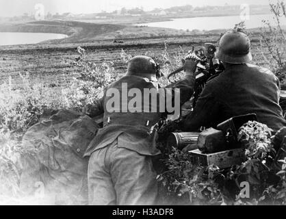 German machine gun position on the Eastern Front, 1941 Stock Photo