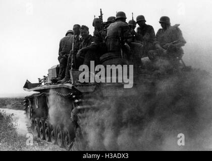 German assault gun and infantry on the Eastern Front, 1941 Stock Photo