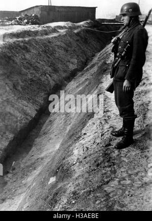 German anti-tank ditch before Warsaw, 1944 Stock Photo