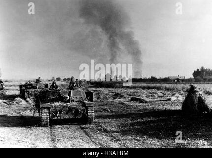 German assault guns during the fighting at the Vistula, 1944 Stock Photo