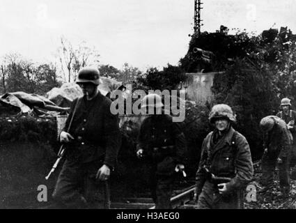 German armored train during the fighting in East Prussia, 1944 Stock Photo