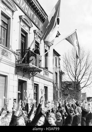 Residents of the Memel region celebrate the integration of the Klaipeda Region into the German Reich, 23.03.1939 Stock Photo