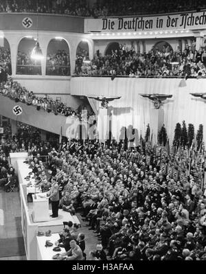 Hitler's speech on the Sudeten crisis at the Sports Palace, 1938 Stock Photo