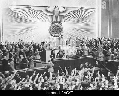 Hitler's speech before the Reichstag in the Kroll Opera House in Berlin, 1939 Stock Photo