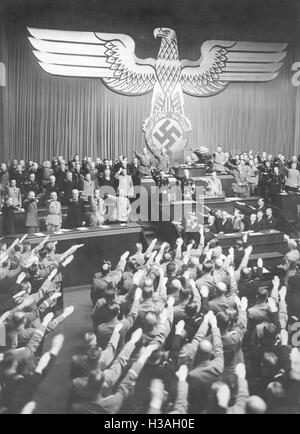 Session of the Reichstag in Berlin's Kroll Opera House, 1937 Stock Photo