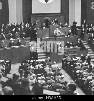 Speech of Adolf Hitler on the Enabling Act in Berlin, 1933 Stock Photo