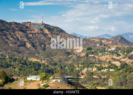 Los Angeles, USA - 6 July, 2014: View over the Hollywood Hills towards the Hollwood sign Stock Photo