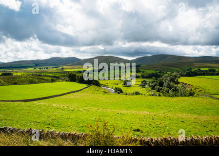Upper Lune valley and the Howgill Fells from the north Cumbria England UK Stock Photo