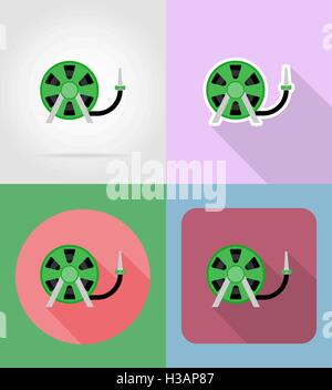 gardening tool hose for watering flat icons vector illustration isolated on background Stock Vector