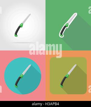 gardening tool saw flat icons vector illustration isolated on background Stock Vector