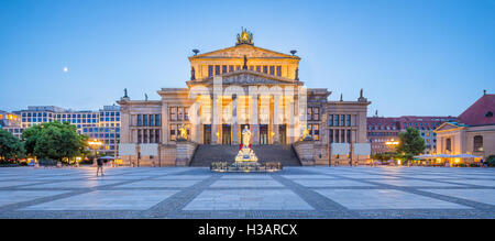 Classic view of historic Berlin Concert Hall at famous Gendarmenmarkt square in beautiful twilight at dusk, Berlin, Germany Stock Photo