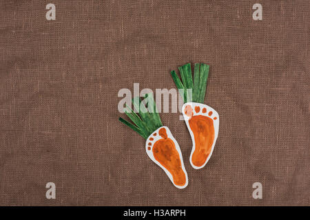 handmade foot-shaped carrot Stock Photo