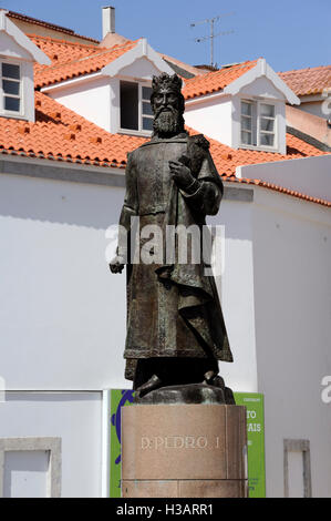 King Dom Pedro I statue, Praca 5 do Outubro, Cascais, Lisboa, Lisbon, Portugal Stock Photo