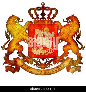 old isolated over white coat of arms of georgia Stock Photo