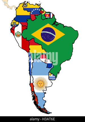 some map of south american countries Stock Photo