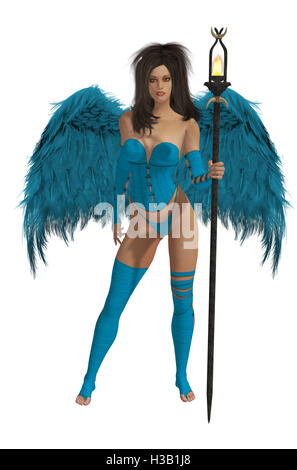 Baby Blue Winged Angel With Dark Hair Stock Photo