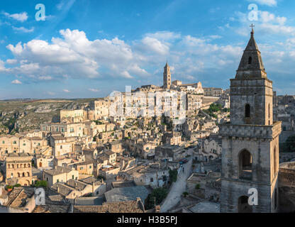 Matera (Basilicata Italy) Sasso Barisano at sunset Stock Photo