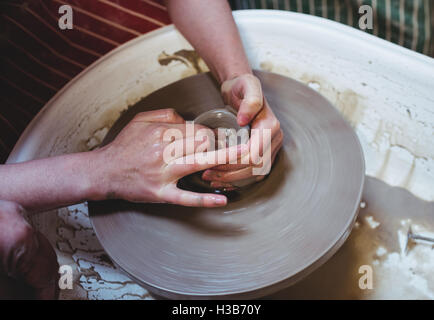 Cropped image of potter making pot Stock Photo
