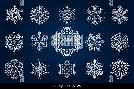 Set of handdrawn Snowflakes. Decorative elements for your Christmas design. Stock Vector