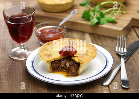homemade aussie meat pie, close up Stock Photo