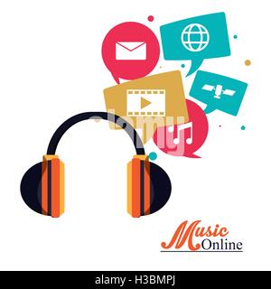Headphone and music online design Stock Vector