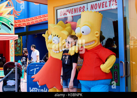 The Simpsons characters at Universal Studios Hollywood is a film studio and theme park in Los Angeles USA Stock Photo